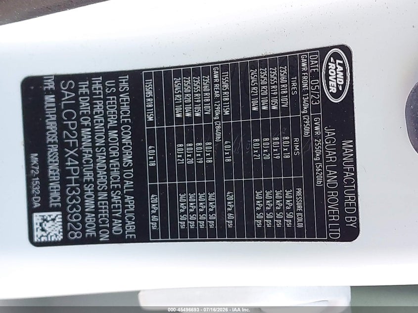 2023 Land Rover Discovery Sport Se VIN: SALCP2FX4PH333928 Lot: 45496693