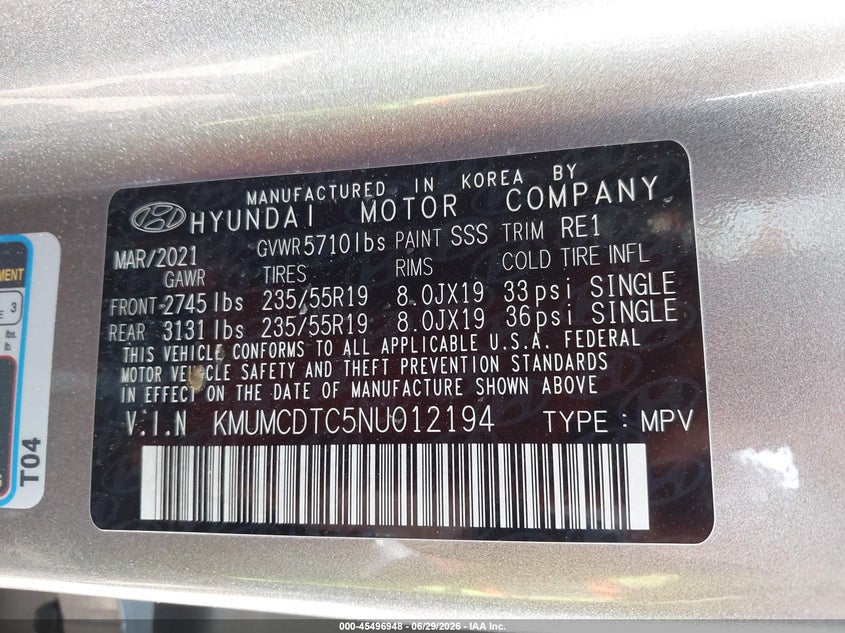 2022 Genesis Gv70 3.5T Awd Sport VIN: KMUMCDTC5NU012194 Lot: 45496948
