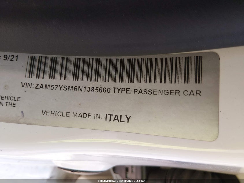 2022 Maserati Ghibli Modena VIN: ZAM57YSM6N1385660 Lot: 45496949