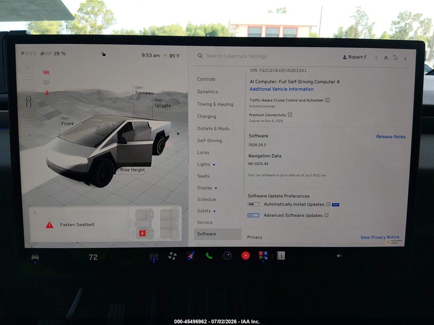 2026 Tesla Cybertruck Dual Motor All-Wheel Drive/Premium All-Wheel Drive VIN: 7G2CEHED9TA083341 Lot: 45496962