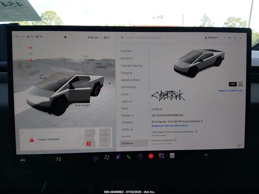 2026 Tesla Cybertruck Dual Motor All-Wheel Drive/Premium All-Wheel Drive VIN: 7G2CEHED9TA083341 Lot: 45496962