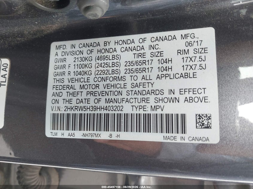 2017 HONDA CR-V LX · Фото 9