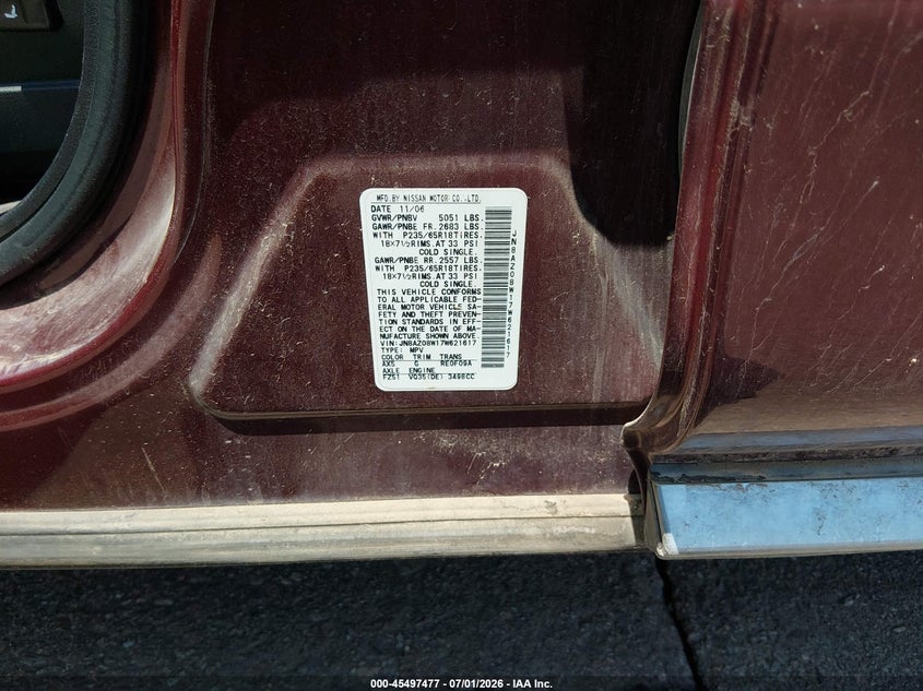 2007 NISSAN MURANO auction photo 7