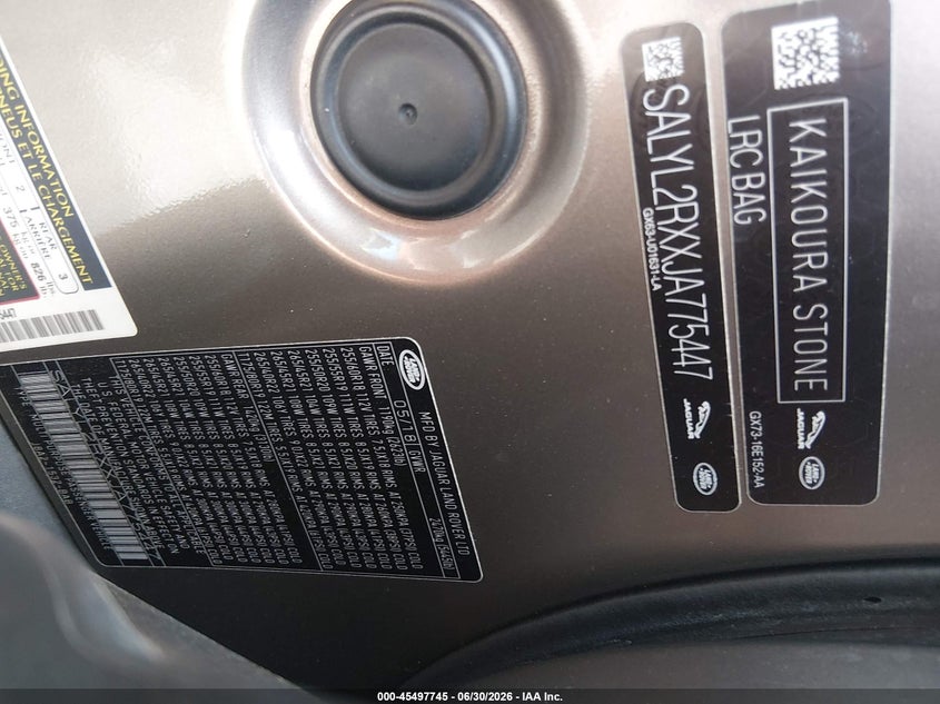 2018 Land Rover Range Rover Velar P250 Se R-Dynamic VIN: SALYL2RXXJA775447 Lot: 45497745