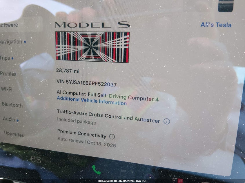 2023 Tesla Model S Plaid Tri Motor All-Wheel Drive VIN: 5YJSA1E66PF522037 Lot: 45498010