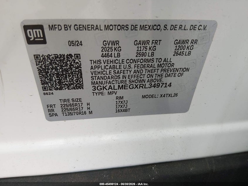 GMC TERRAIN 2024 VIN 3GKALMEGXRL349714