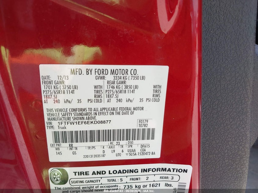 2014 FORD F-150 TRUCK 5.0L V-8 DOHC, VVT, 360HP