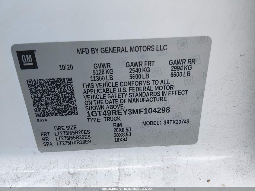 2021 GMC SIERRA 2500HD auction photo 8