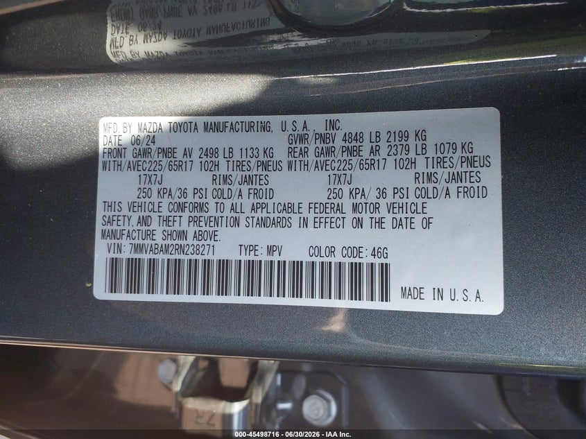 2024 Mazda Cx-50 2.5 S Select VIN: 7MMVABAM2RN238271 Lot: 45498716