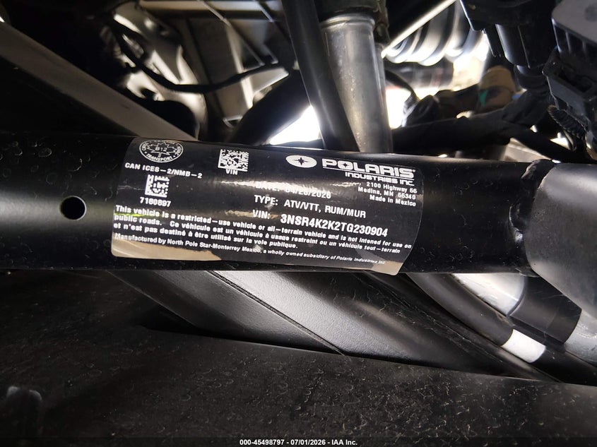 2026 Polaris Rzr Pro R 4 Ultimate VIN: 3NSR4K2K2TG230904 Lot: 45498797