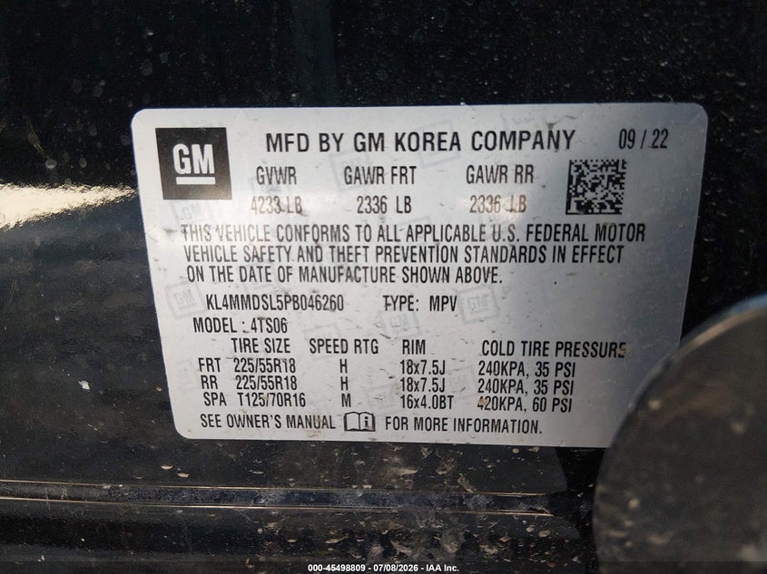 2023 Buick Encore Gx Select Fwd VIN: KL4MMDSL5PB046260 Lot: 45498809