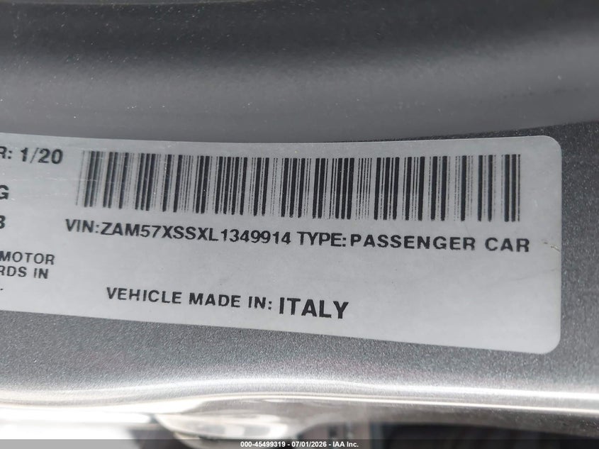 2020 Maserati Ghibli Gransport VIN: ZAM57XSSXL1349914 Lot: 45499319
