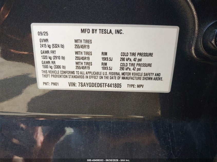 2026 TESLA MODEL Y SPORT UTILITY VEHICLE ELECTRIC