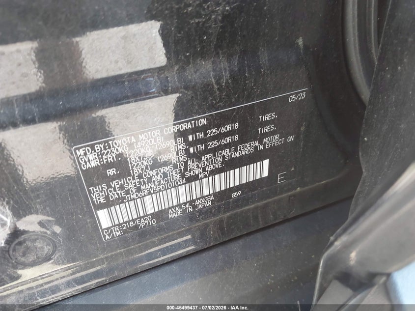 2023 TOYOTA RAV 4 SPORT UTILITY VEHICLE 2.5L I-4 DI, DOHC, VVT, 176HP