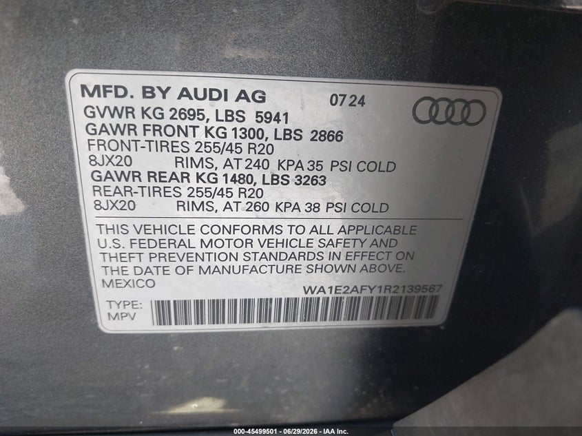 2024 AUDI Q5 PREMIUM PLUS 55 TFSI E S LINE QUATTRO S TRONIC — Фото 9
