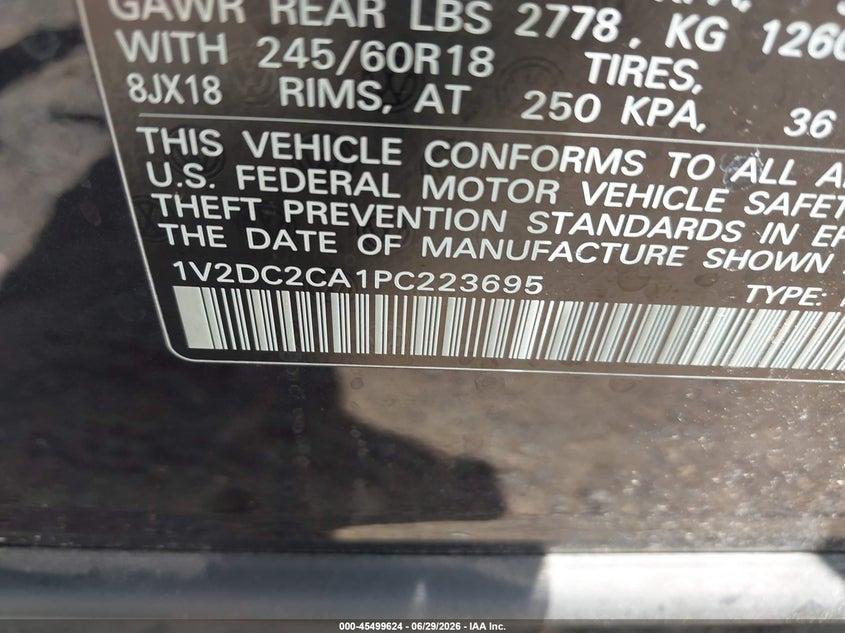 2023 Volkswagen Atlas Cross Sport 2.0T Se VIN: 1V2DC2CA1PC223695 Lot: 45499624