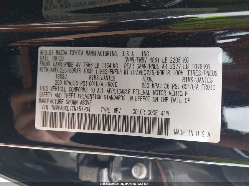 2026 Mazda Cx-50 2.5 S Meridian Edition VIN: 7MMVABXL7TN451934 Lot: 45499659