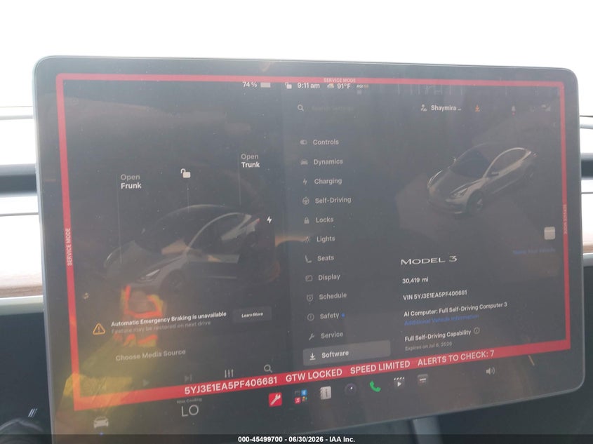 TESLA MODEL 3 2023 VIN 5YJ3E1EA5PF406681