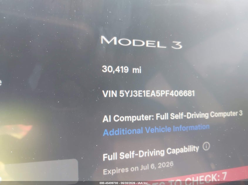 2023 TESLA MODEL 3 auction photo 7