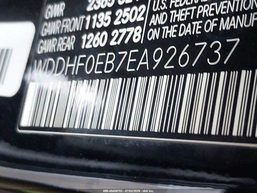 2014 Mercedes-Benz E 250 Bluetec VIN: WDDHF0EB7EA926737 Lot: 45499703