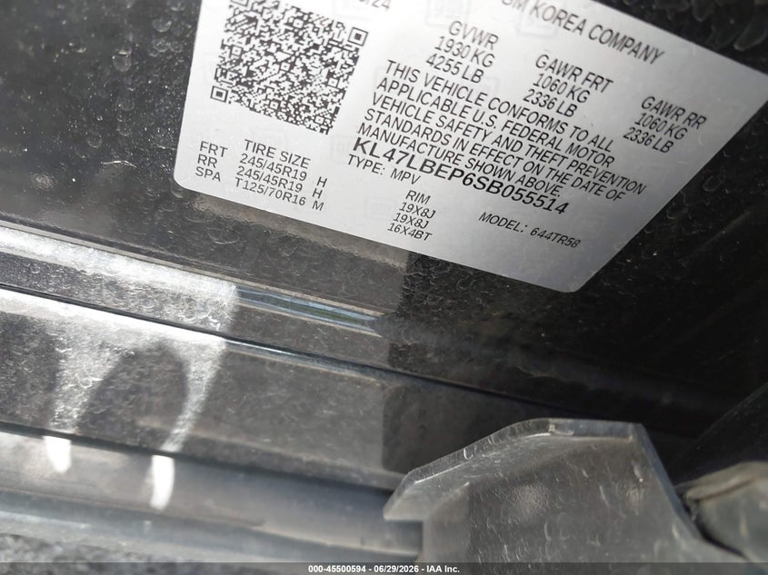 2025 Buick Envista Sport Touring Fwd VIN: KL47LBEP6SB055514 Lot: 45500594