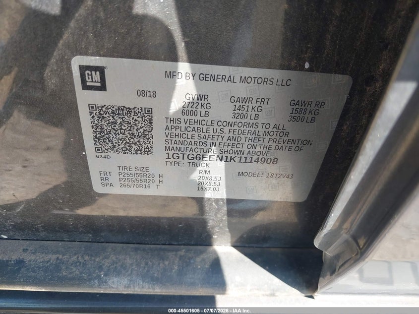 2019 GMC Canyon Denali VIN: 1GTG6EEN1K1114908 Lot: 45501605
