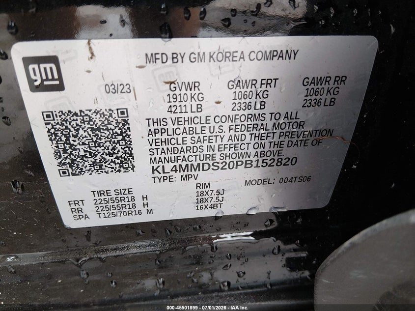 2023 Buick Encore Gx Select Fwd VIN: KL4MMDS20PB152820 Lot: 45501899