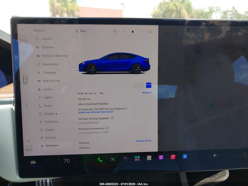 2023 Tesla Model S Dual Motor All-Wheel Drive/Standard Range VIN: 5YJSA1E54PF500660 Lot: 45502222