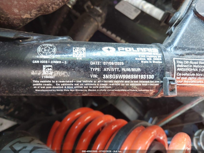 2025 Polaris Xpedition Xp 5 1000 Northstar VIN: 3NSG5W996SM193130 Lot: 45502585