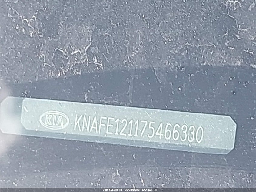 2007 Kia Spectra Ex VIN: KNAFE121175466330 Lot: 45502678