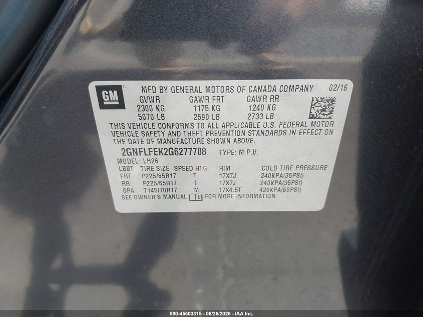 2016 CHEVROLET EQUINOX LT — Photo 9
