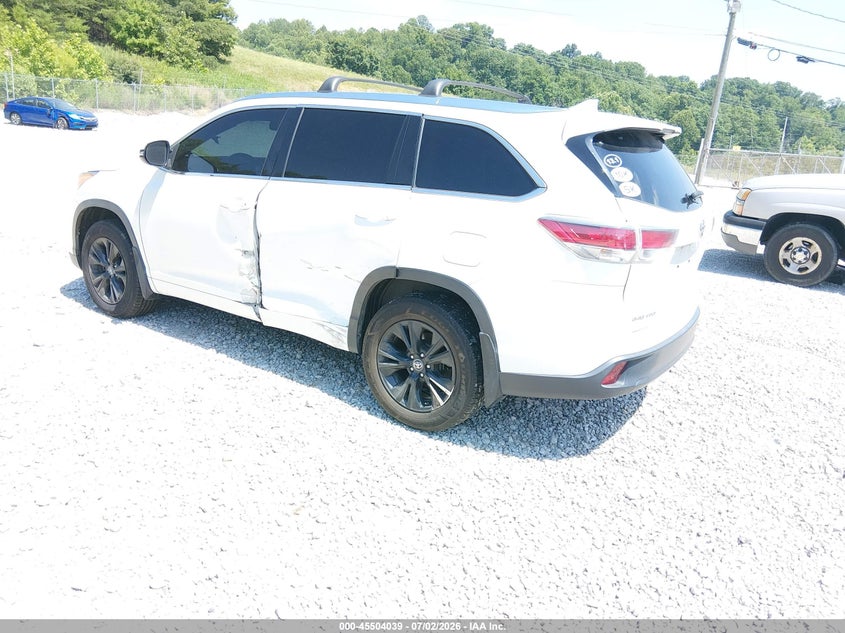 Vin: 5tdjkrfh3gs327547, lot: 46002255, toyota highlander xle v6 20163