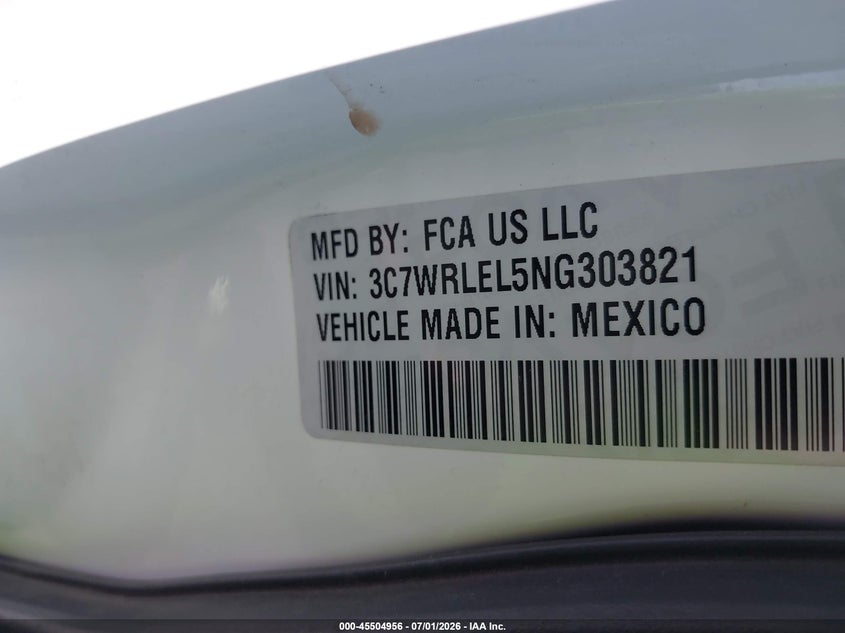 2022 Ram 4500 Chassis Tradesman/Slt/Laramie/Limited VIN: 3C7WRLEL5NG303821 Lot: 45504956