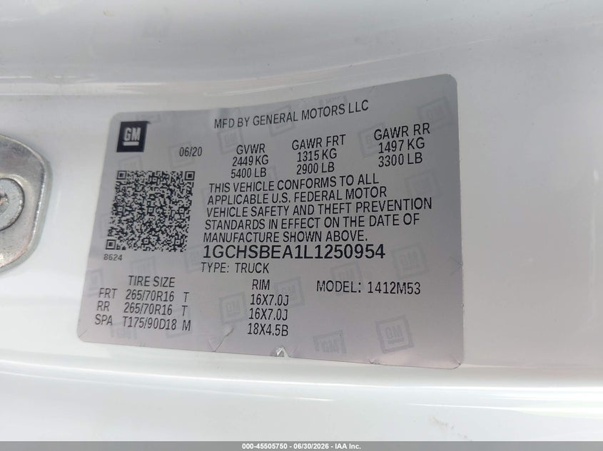 2020 CHEVROLET COLORADO 2WD LONG BOX WT — Фото 9