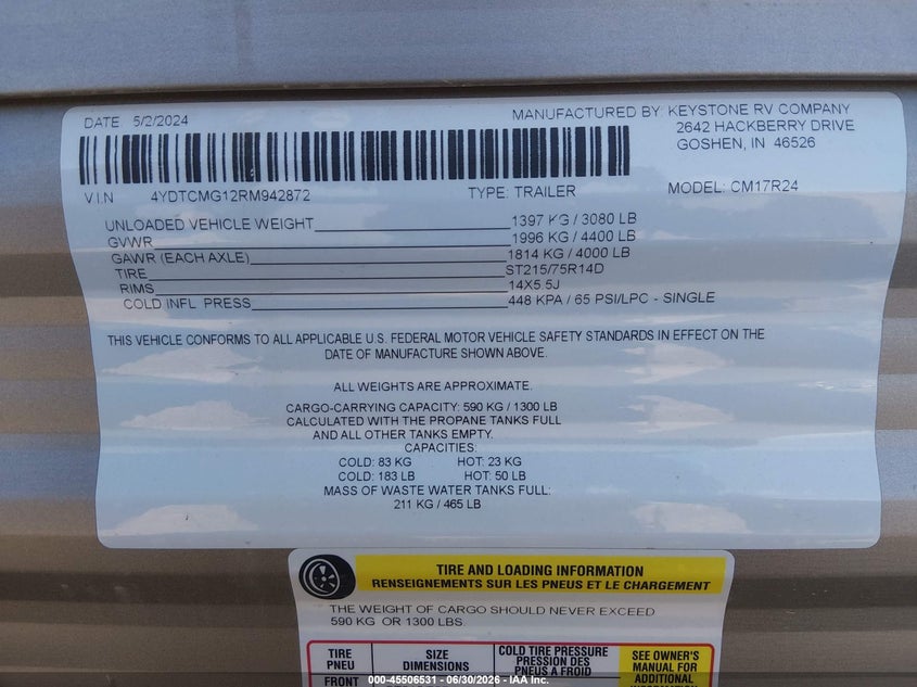 2024 OTHER KEYSTONE COLEMAN TRAILER N/A