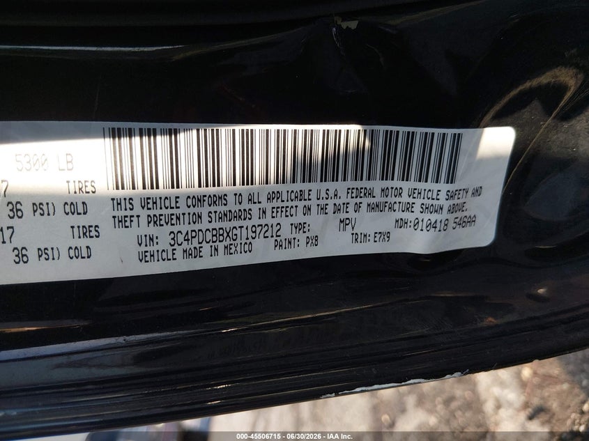 2016 DODGE JOURNEY SPORT UTILITY VEHICLE 2.4L I-4 DOHC, VVT, 173HP