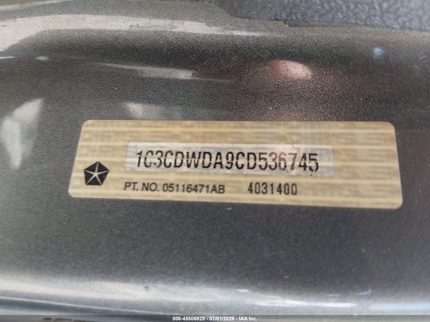 2012 Dodge Caliber Sxt VIN: 1C3CDWDA9CD536745 Lot: 45506928
