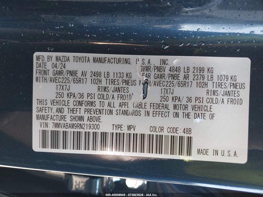 2024 Mazda Cx-50 2.5 S Select VIN: 7MMVABAM9RN219300 Lot: 45506945