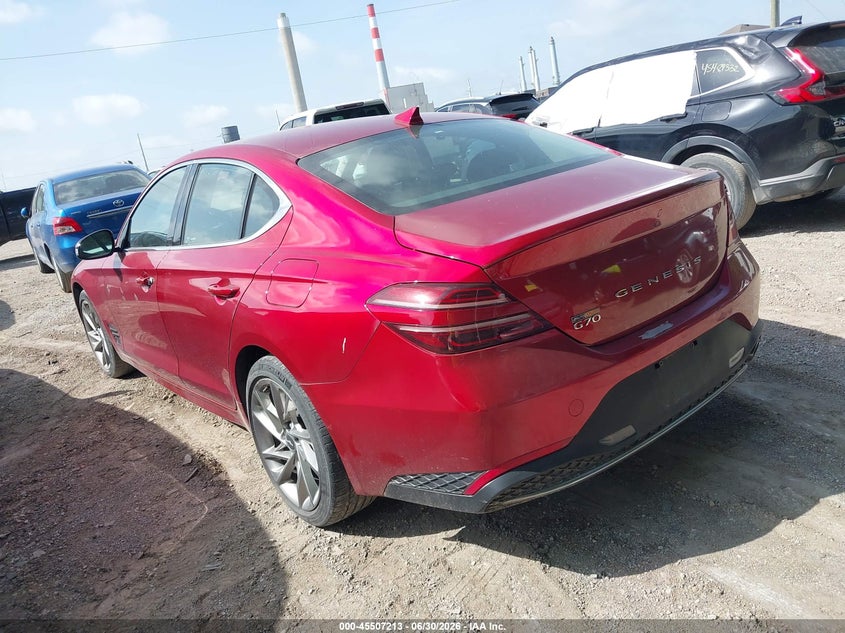 Vin: kmtg34ta4nu093379, lot: 46005429, genesis g70 2.0t rwd 20223