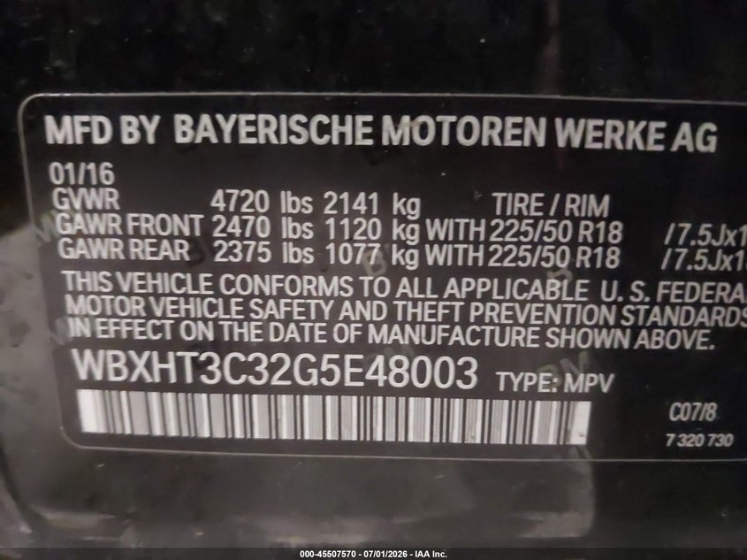 2016 BMW X1 xDrive28I VIN: WBXHT3C32G5E48003 Lot: 45507570