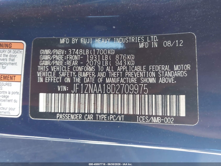 2013 Scion Fr-S VIN: JF1ZNAA18D2709975 Lot: 45507716