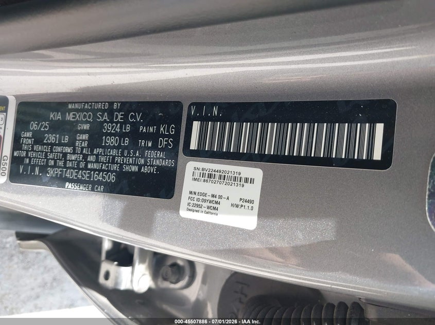2025 KIA K4 SEDAN 2.0L I-4 DOHC, VVT, 147HP