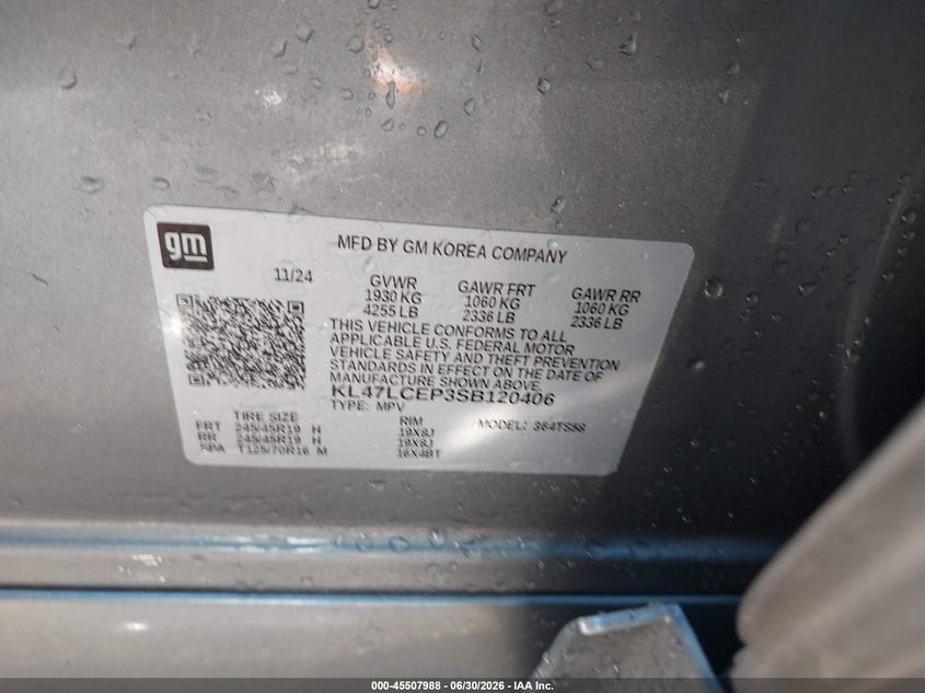 2025 Buick Envista Avenir Fwd VIN: KL47LCEP3SB120406 Lot: 45507988