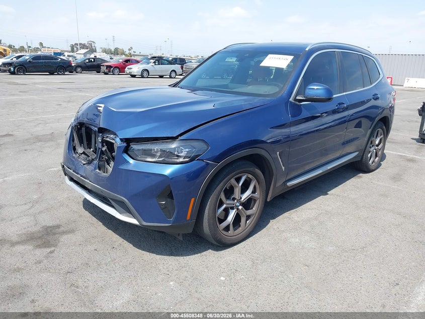 2022 BMW X3, Front End, IAAI, VIN 5UX43DP07N9K68860 — photo 2