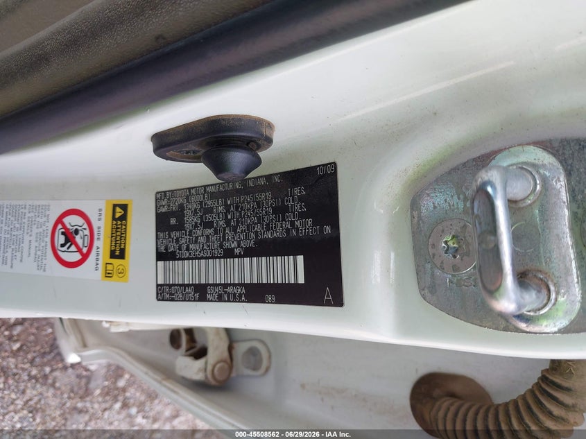 2010 Toyota Highlander Limited V6 VIN: 5TDDK3EH5AS001929 Lot: 45508562