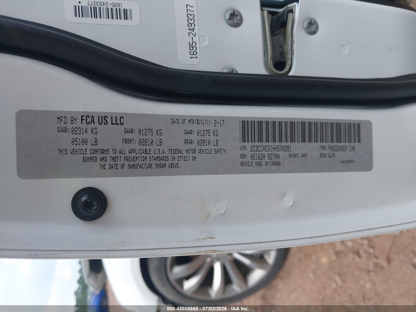 2017 Chrysler 300C VIN: 2C3CCAEG1HH570391 Lot: 45508665