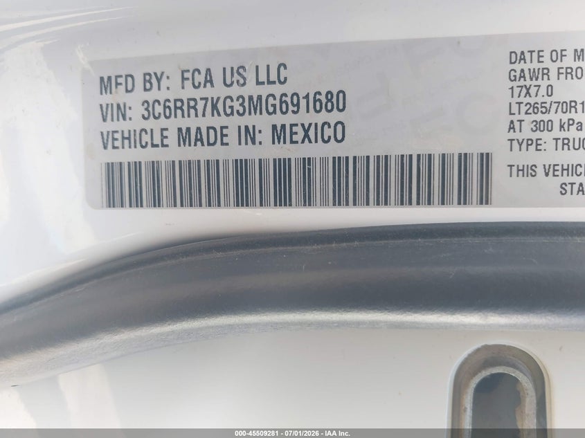 2021 RAM 1500 TRUCK 3.6L V-6 DOHC, VVT, 305HP