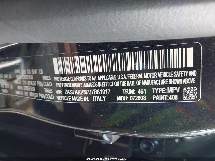 2018 Alfa Romeo Stelvio Ti Awd VIN: ZASFAKBN7J7B81917 Lot: 45509810