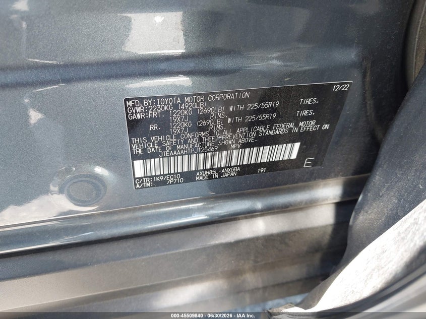 2023 Toyota Venza Xle VIN: JTEAAAAH1PJ125469 Lot: 45509840