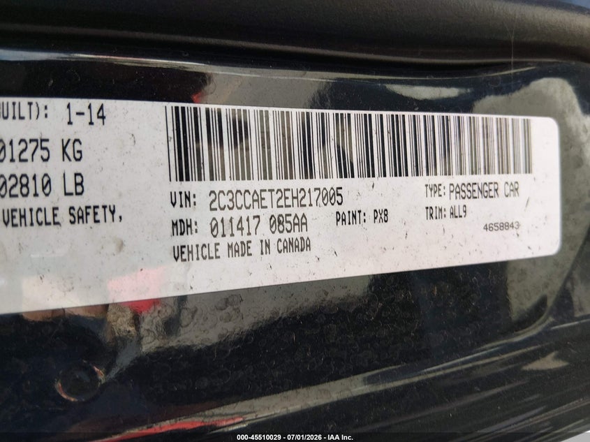 2014 Chrysler 300C VIN: 2C3CCAET2EH217005 Lot: 45510029